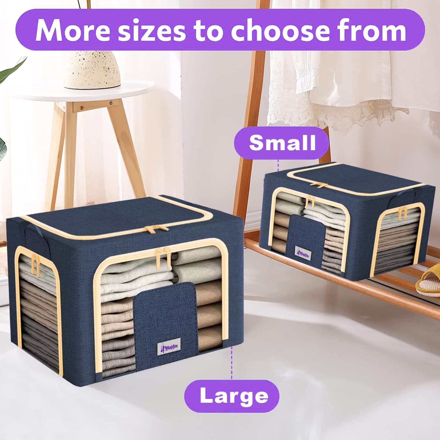 BlushBite™ Collapsible Fabric Storage Containers, For Clothes,Blankets, Toys etc.