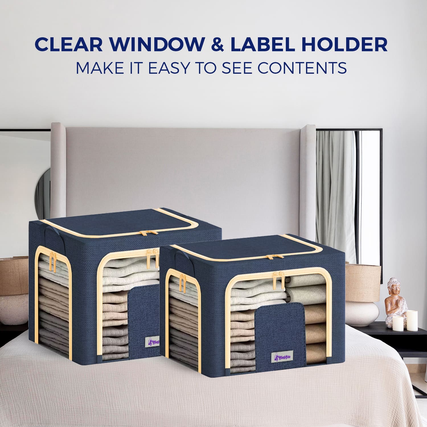 BlushBite™ Collapsible Fabric Storage Containers, For Clothes,Blankets, Toys etc.