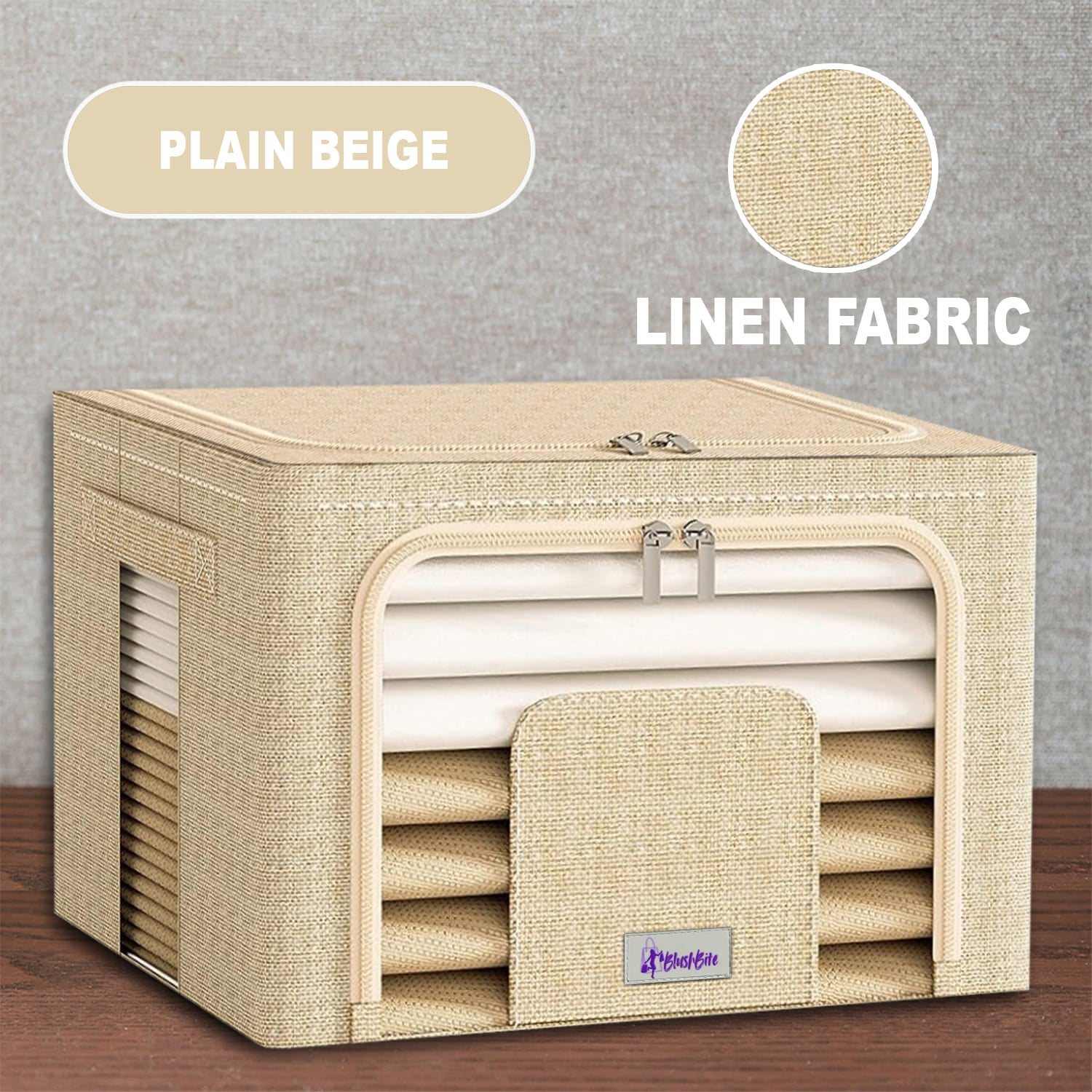 BlushBite™ Collapsible Fabric Storage Containers, For Clothes,Blankets, Toys etc.